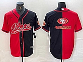 Men's San Francisco 49ers Big Logo Red Black White Blue Two Tone Stitched Baseball Jersey,baseball caps,new era cap wholesale,wholesale hats